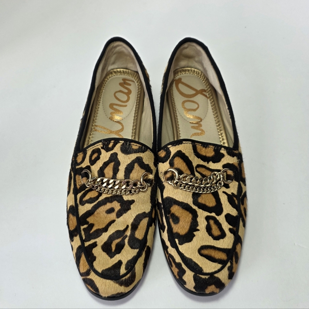 Sam Edelman Leopard Print Chain Loafers